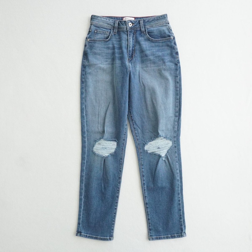 Fran Denim Womens Straight Leg Distressed Ripped Knee Jeans Size 27 Style FD1144